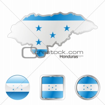 honduras in map and web buttons shapes