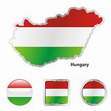 hungary in map and web buttons shapes