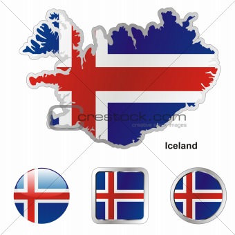 iceland in map and web buttons shapes