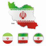iran in map and web buttons shapes