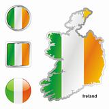 ireland in map and web buttons shapes