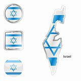 israel in map and web buttons shapes