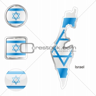 israel in map and web buttons shapes