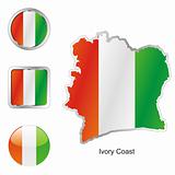 ivory coast in map and web buttons shapes
