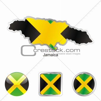 jamaica in map and web buttons shapes