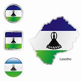 lesotho in map and web buttons shapes