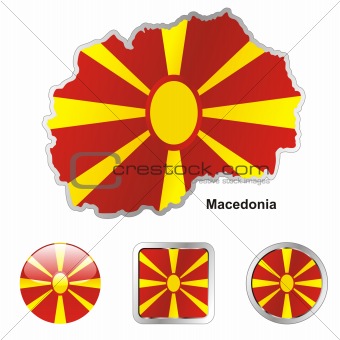 macedonia in map and web buttons shapes
