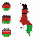 malawi in map and web buttons shapes