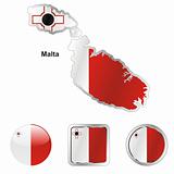 malta in map and web buttons shapes