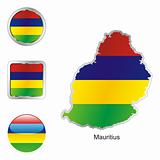 mauritius in map and web buttons shapes