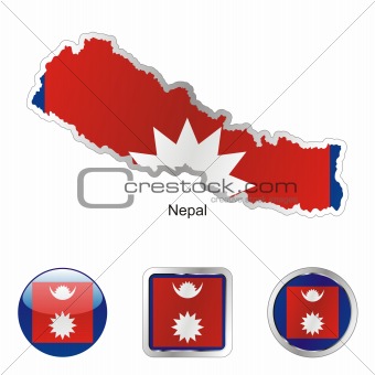 nepal in map and web buttons shapes