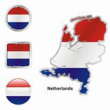 netherlands in map and web buttons shapes