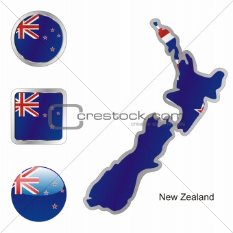 new zealand in map and web buttons shapes