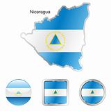 nicaragua in map and web buttons shapes