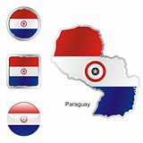 paraguay in map and web buttons shapes