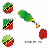 saint kitts and nevis in map and internet buttons shape