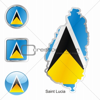 saint lucia in map and internet buttons shape