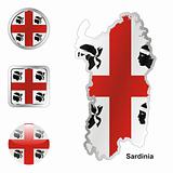 sardinia in map and internet buttons shape