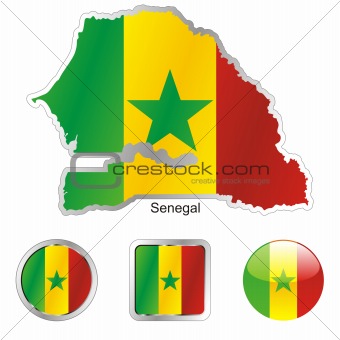 senegal in map and internet buttons shape