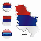 serbia in map and internet buttons shape
