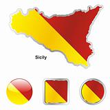 sicily in map and internet buttons shape