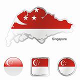 singapore in map and internet buttons shape
