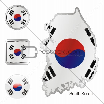 south korea in map and internet buttons shape