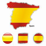 spain in map and internet buttons shape