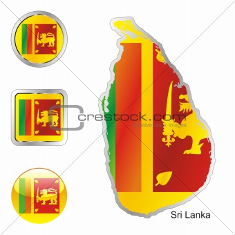 sri lanka in map and internet buttons shape