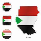 sudan in map and internet buttons shape