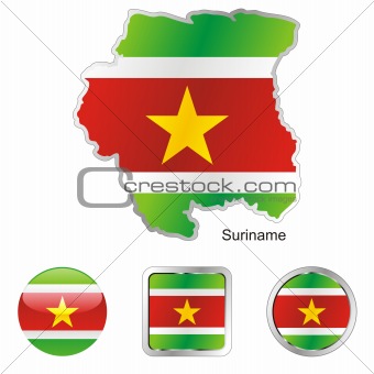 suriname in map and internet buttons shape