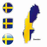 sweden in map and internet buttons shape