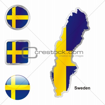 sweden in map and internet buttons shape