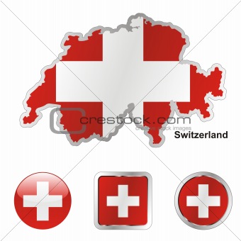 switzerland in map and internet buttons shape