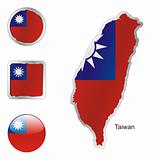 taiwan in map and internet buttons shape