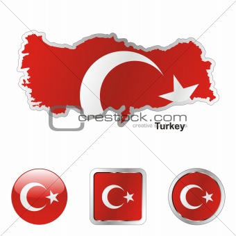 turkey in map and web buttons shapes