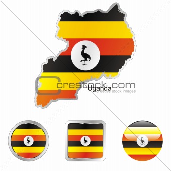 uganda in map and web buttons shapes