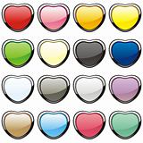 vector buttons in heart shape