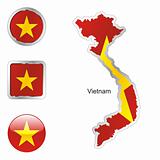 vietnam in map and web buttons shapes