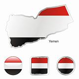 yemen in map and web buttons shapes