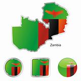 zambia in map and web buttons shapes