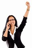 businesswoman with glasses on the phone