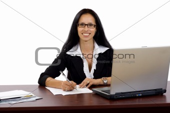 Casual young businesswoman working