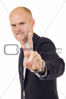 Businessman showing Victory sign