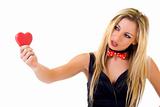 young pretty girl holding heart