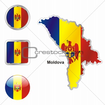 moldova in map and internet buttons shape