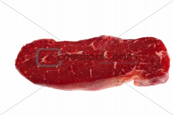 raw steak prepared for cooking isolated on white