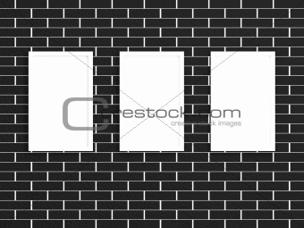 3d picture gallery on a brick wall