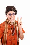 Funny Guru Making Peace Sign