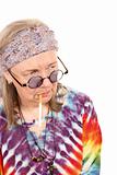 Senior Hippie Lady with Cigarette